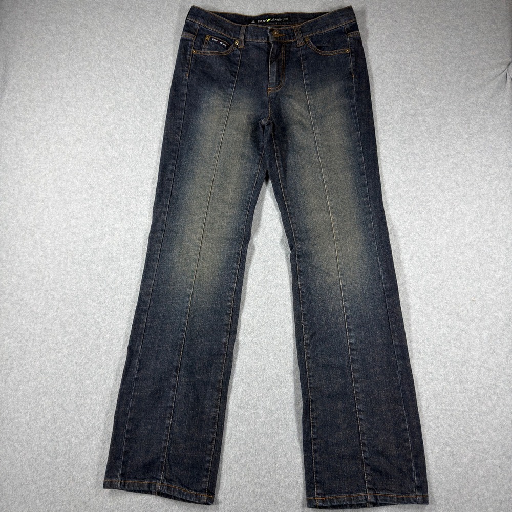 DKNY Jeans East Village Dark Wash 6 Seam Detail Bootcut Denim Pants Y2K Grunge